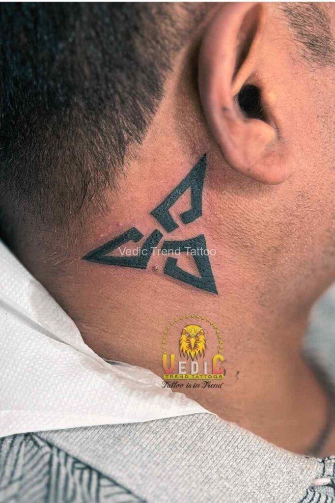 Vedic Trend Tattoo Studio near me  Bangalore-Triangle-tattoo-on-neck