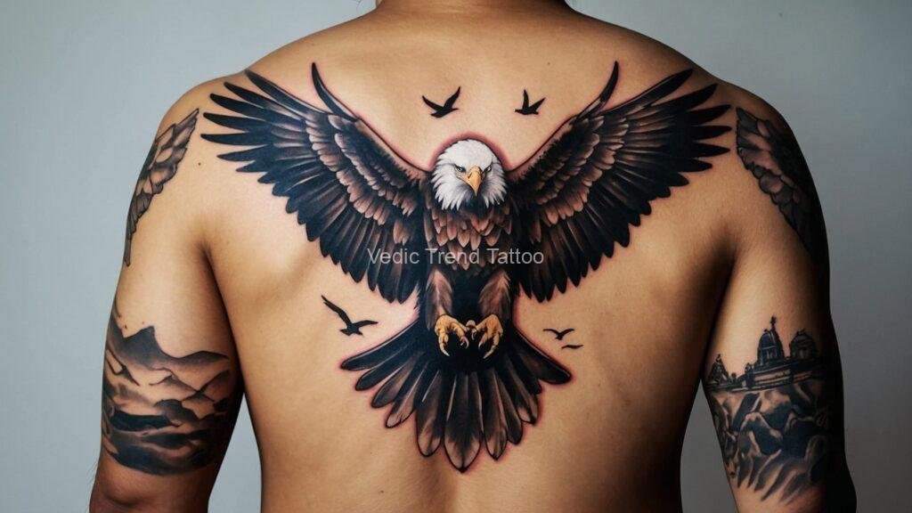 Full Shoulder and Back Eagle Tattoo Design for Men by Vedic Trend Tattoo
