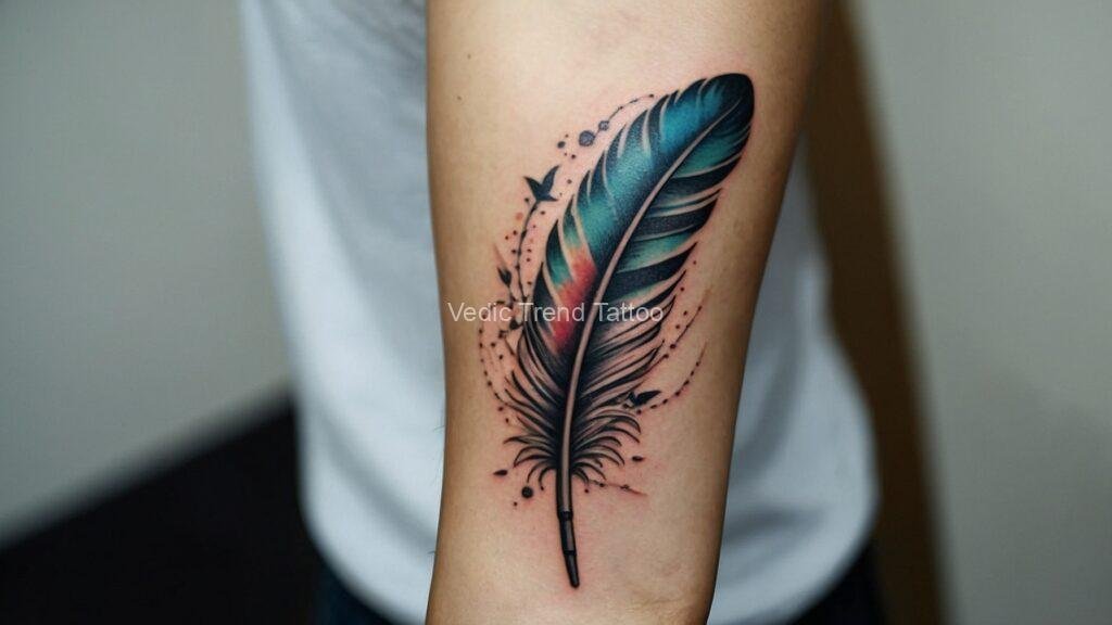 Feather Tattoo Design for Female Shoulder - Vedic Trend Tattoo
