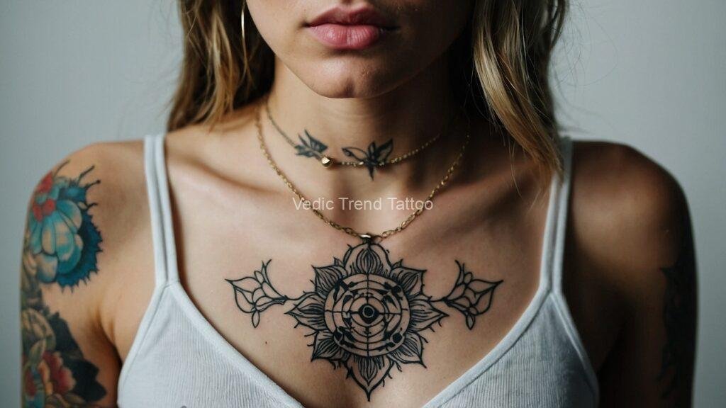 Pretty tattoos on a female's back by Vedic Trend Tattoo.