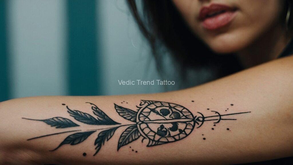 Pretty shoulder tattoo designs on a female's back by Vedic Trend Tattoo.