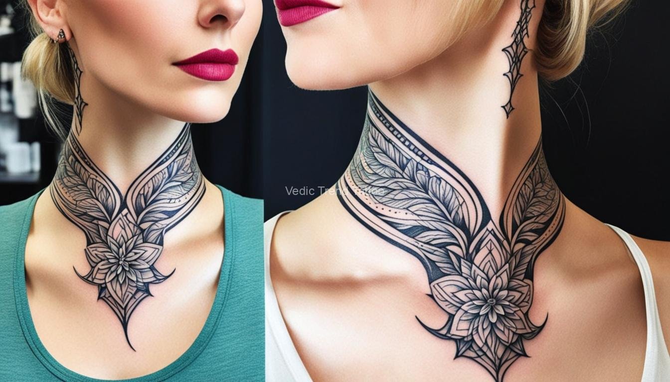 female neck tattoo side neck tattoos for women, classy female neck tattoo design for girls.