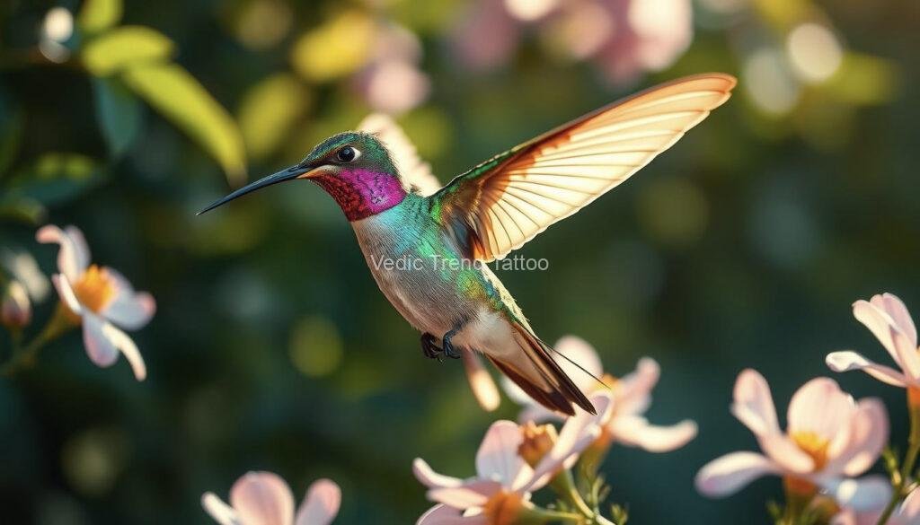 A beautifully detailed hummingbird tattoo, also known as a colibri tattoo, symbolizes joy and resilience. This colibri bird tattoo design captures the delicate wings and vibrant colors of hummingbirds, offering a unique tattoo idea for those seeking meaningful body art. Discover the deep meaning behind hummingbird bird tattoos and explore creative hummingbird tattoo ideas that represent freedom and positivity.