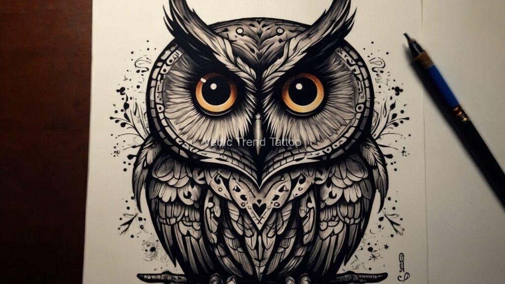 Tribal Owl Tattoo design