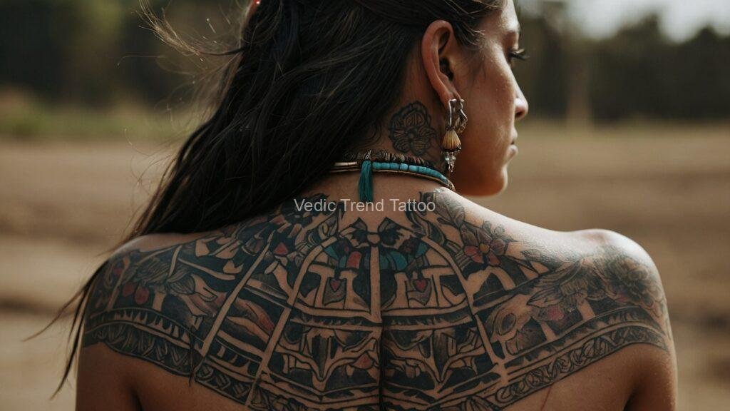 Full back female tattoo designs by Vedic Trend Tattoo.